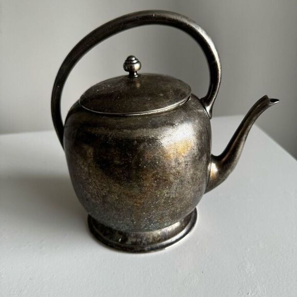 Forbes Silver Co. Vintage Silver Toned Tarnished Teapot - Picture 1 of 9